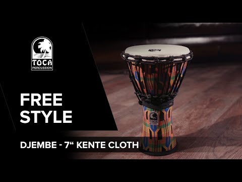 Toca Djembe Freestyle accordato a corda - Tessuto Kente (SFDJ-7K)