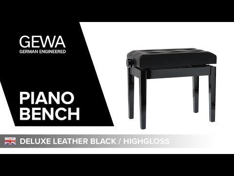 GEWA Piano bench Deluxe Leather Black, Highgloss - Black cover made of pelle sintetica