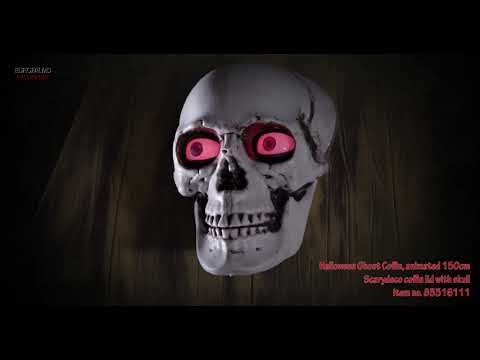Baule fantasma di Halloween con teschio, animato, 150 cm