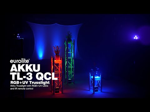 Faro da traliccio EUROLITE AKKU TL-3 QCL RGB+UV