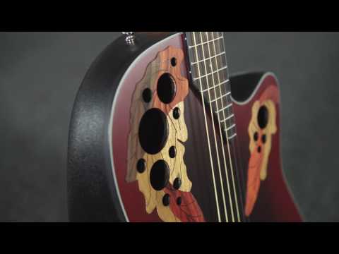 Ovation E-Acoustic Guitar Celebrity Elite Mid Cutaway - Ruby Red (CE44-RR-G)