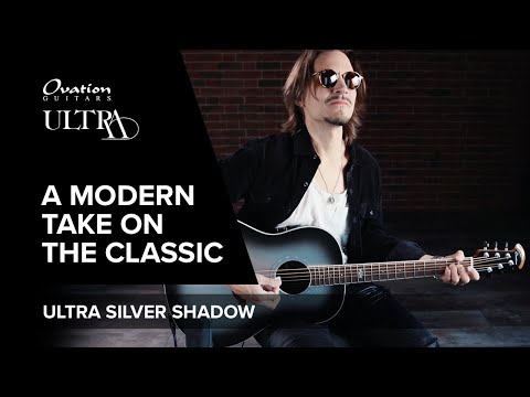 Ovation E-Acoustic chitarre Pro Series Ultra Mid-Depth Non-Cutaway - Silver Shadow (1516SSM-G)