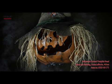 Halloween forbandet græskarhoved, animeret, 70 cm