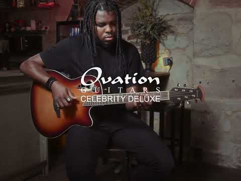 Ovation E-Acoustic Guitar Celebrity Elite Deluxe Deep Contour - Peach Burst Satin (CDX40-PB-G)