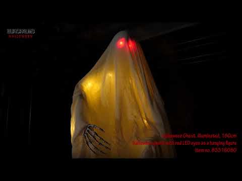 Halloween-spøgelse med lys, hvidt, 180 cm