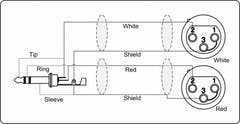 Stereo jack to 2x XLR female 1,5 meter