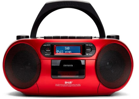 AIWA RC-300 Boombox con CD, cassetta, DAB+, Bluetooth e USB, rosso