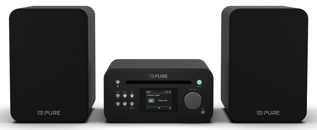 Pure Classic Stereo Mini Hi-Fi System – DAB+, CD, Bluetooth, 40W, Nero