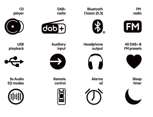 Pure Classic Sistema Hi-Fi stereo Mini – DAB+, CD, Bluetooth, 40W, legno di quercia