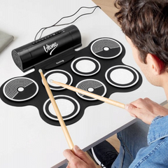 V-TONE RD7 Set di batteria elettronica – Roll-Up drum Kit con 7 Pad, Pedali e altoparlanti