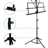 Supporto per leggio con borsa – pieghevole e regolabile in altezza 65–130 cm