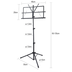 Supporto per leggio con borsa – pieghevole e regolabile in altezza 65–130 cm