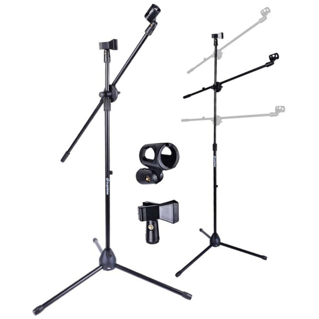 Supporto per microfono M1 con braccio Boom per 2 microfoni – Nero