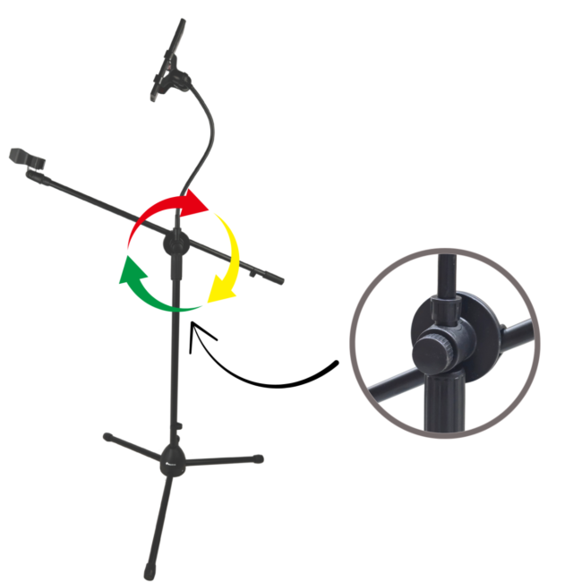 Supporto per microfono con braccio Boom, supporto per smartphone e Gooseneck
