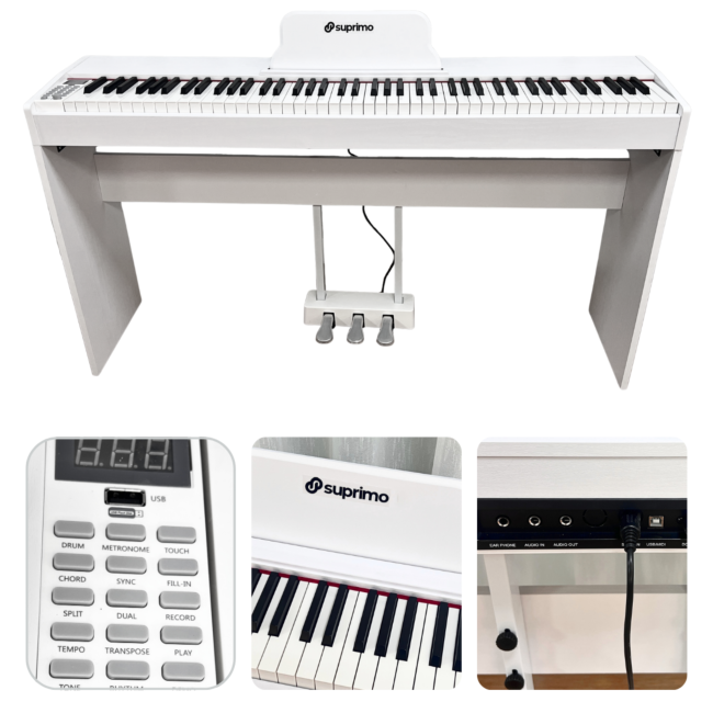 Suprimo SDP88 WH Piano Digitale 88 con Tastiere pesate, Bianco