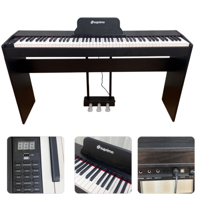 Suprimo SDP88 BK Pianoforte digitale 88 con tasti pesati, Nero