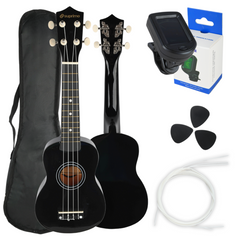 Set di Ukulele con custodia, accordatore e accessori, nero