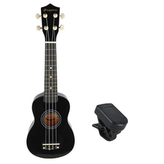 Set di Ukulele con custodia, accordatore e accessori, nero