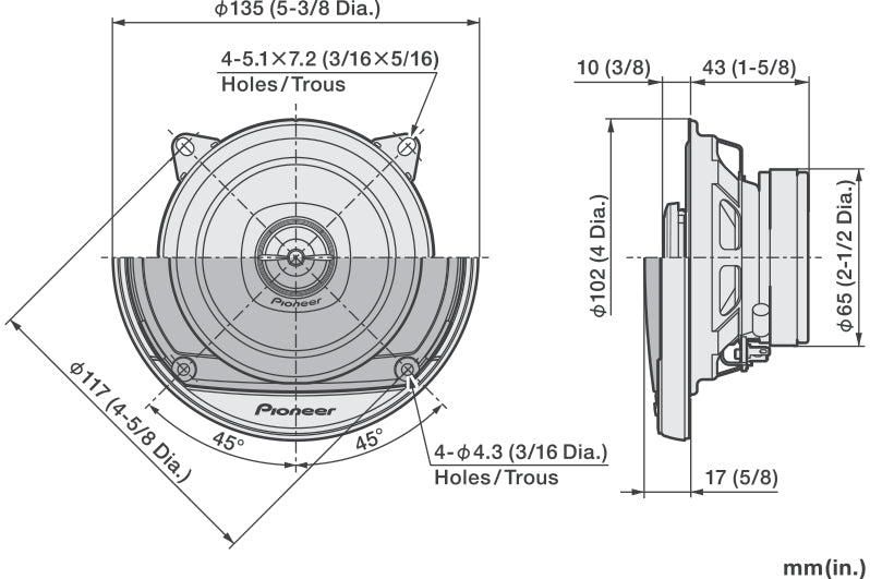 Pioneer TS-A1081F  2-vie Altoparlanti auto (10cm, 4")