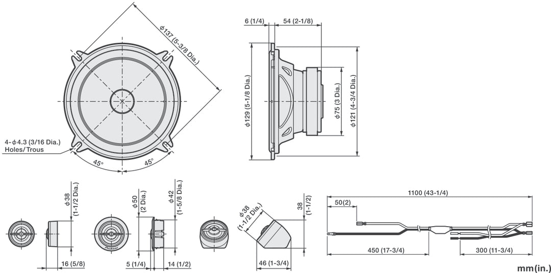 Pioneer TS-A1301C 2-vie Sistema componenti (300W)