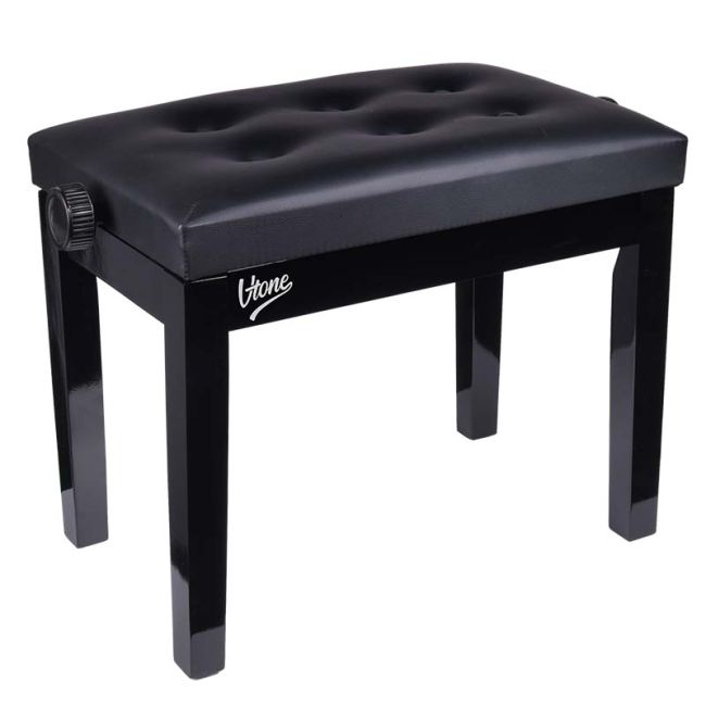 Panchina per pianoforte con similpelle nera