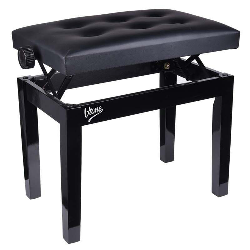 Panchina per pianoforte con similpelle nera