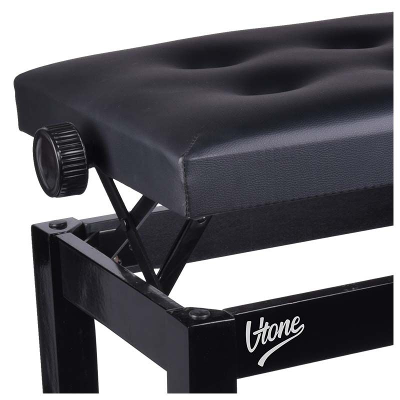 Panchina per pianoforte con similpelle nera