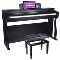 Panchina per pianoforte con similpelle nera