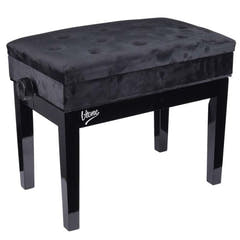 Panchina per pianoforte – Spazio per riporre oggetti e altezza regolabile (velluto nero)
