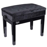 V-TONE Bench 2 WL Klaverbænk – Sort Velour med Opbevaring
