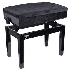 Panchina per pianoforte – Spazio per riporre oggetti e altezza regolabile (velluto nero)