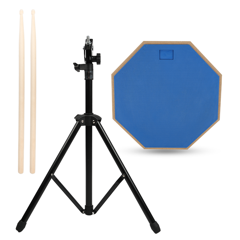 V-TONE PDS1 BL Øvepad 12" – Blå Practice Drum Pad Sæt med Stativ, Sticks og Taske