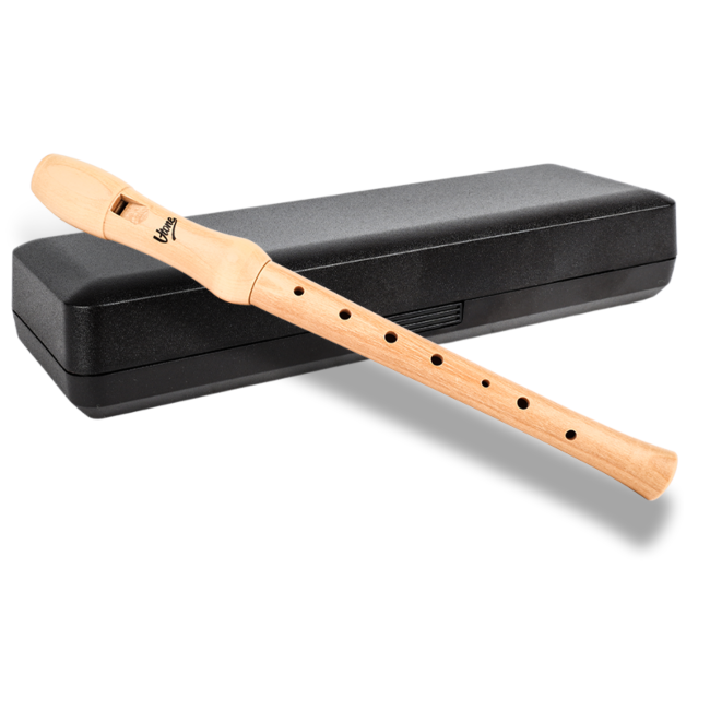 V-TONE FL W1 Flauto dolce soprano in legno naturale con bacchetta per pulizia, grasso e custodia