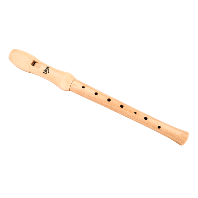V-TONE FL W1 Flauto dolce soprano in legno naturale con bacchetta per pulizia, grasso e custodia