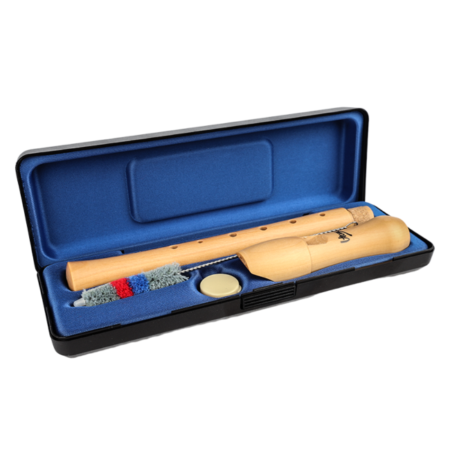 V-TONE FL W1 Flauto dolce soprano in legno naturale con bacchetta per pulizia, grasso e custodia