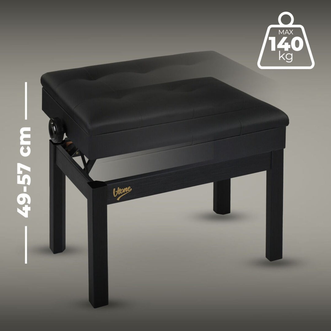 Panca per pianoforte V-TONE PB2 BK – Regolabile 49–57 cm