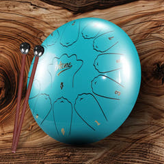 Tongue Drum 12" Ciano inclusa borsa (13 tonalità Scala di C)