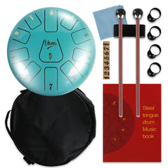 Tongue Drum 8" Ciano incl. custodia (11 toni, scala C)