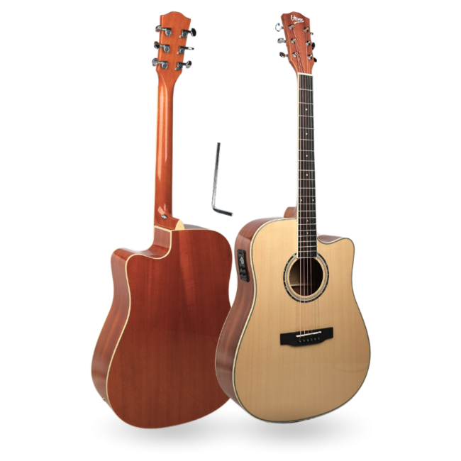 V-TONE VEAG1 CE NT Elektroakustisk Guitar 4/4 Dreadnought Cutaway – Natur