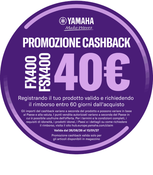 Cashback Yamaha: ricevi 40 € – scopri come